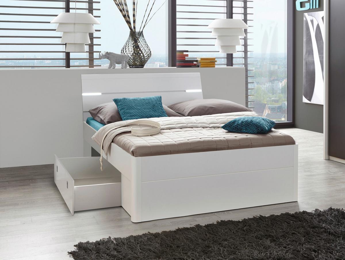 ŁÓŻKO ZE SCHOWKAMI MARS 140X200 - biały, Modern, materiał drewnopochodny (140/200cm) - MID.YOU