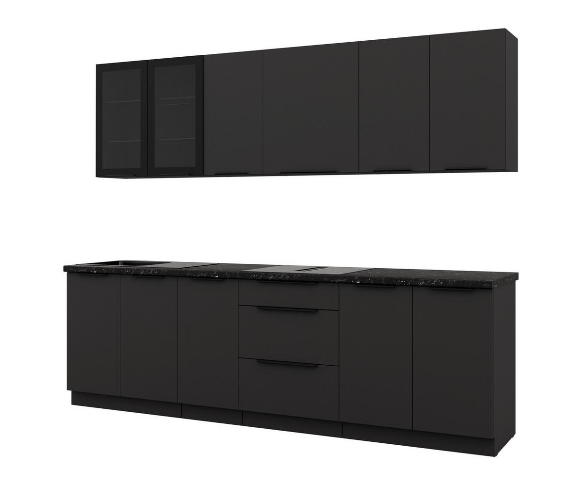 Blok Kuhinja Siena - crna, Moderno, staklo/metal (260/210/60cm) - Modern Living