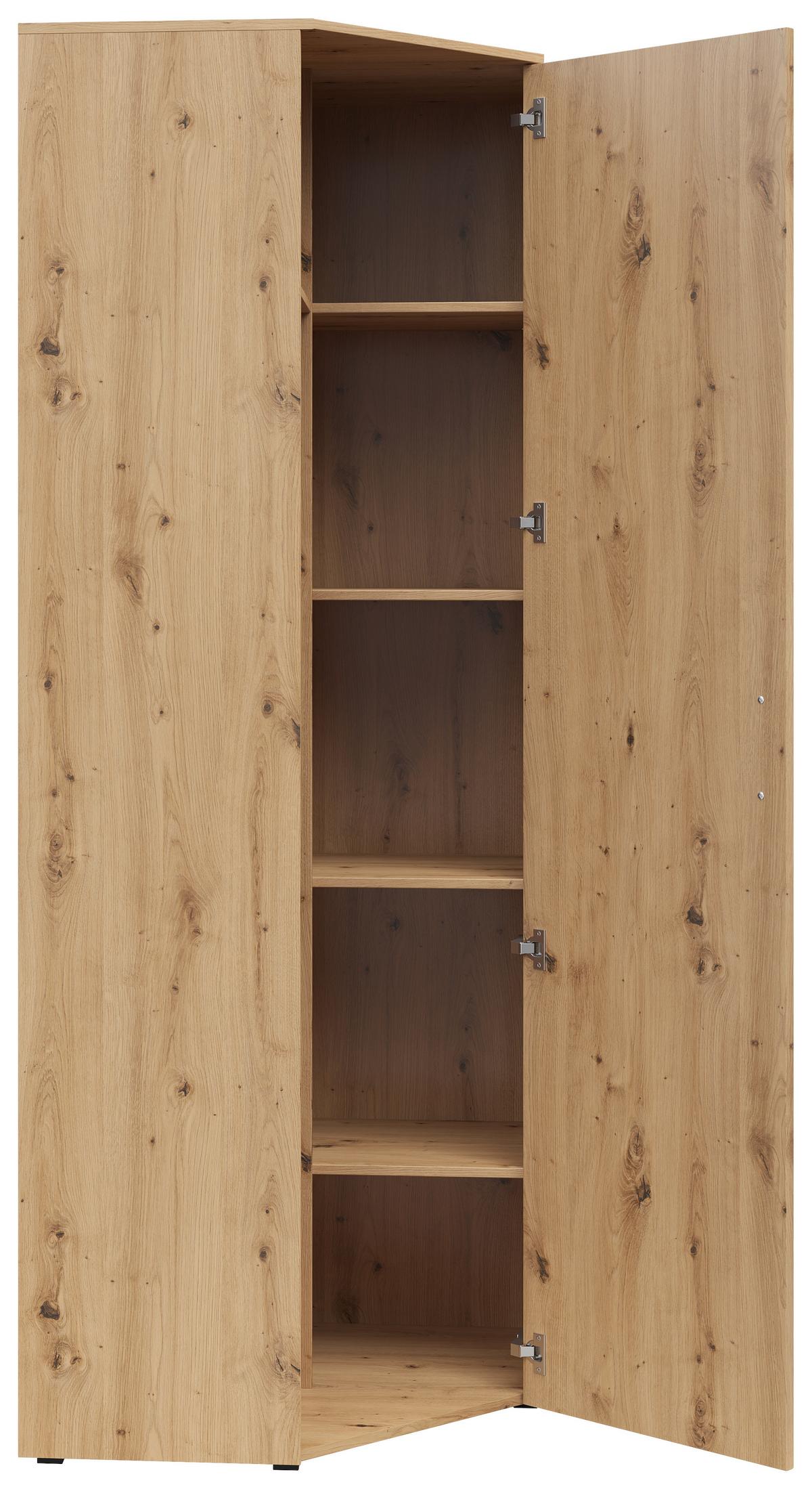 Eckschrank Multistauraum Eiche Artisan - Schwarz/Eiche Artisan, MODERN, Holzwerkstoff/Kunststoff (71,5/195/71,5cm) - Mömax