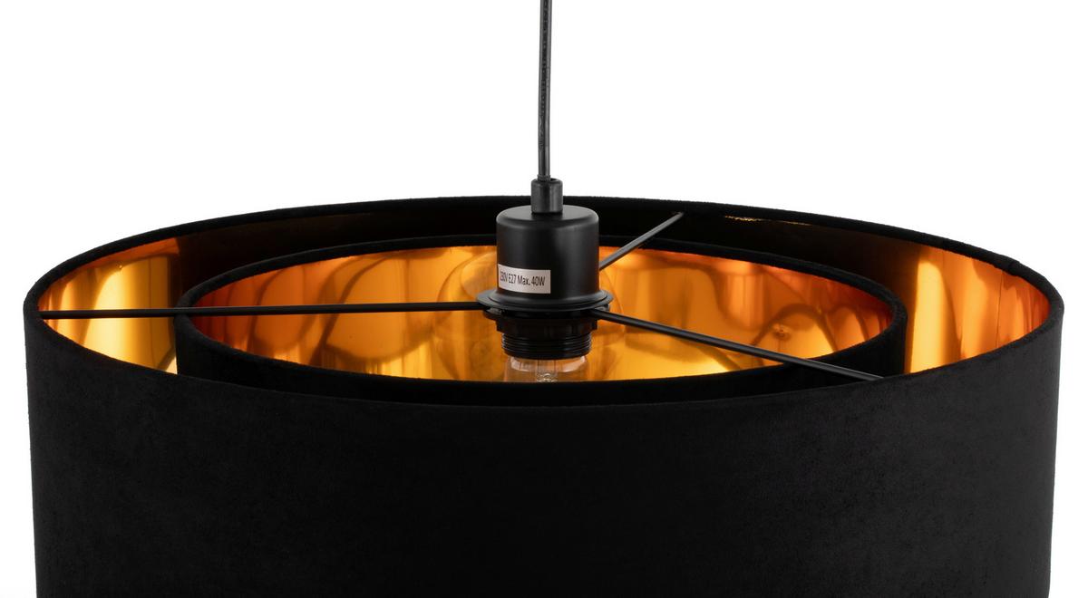 LAMPA WISZĄCA PAULA - czarny/kolor złoty, Trend, metal/tkanina (45/130cm) - Novel