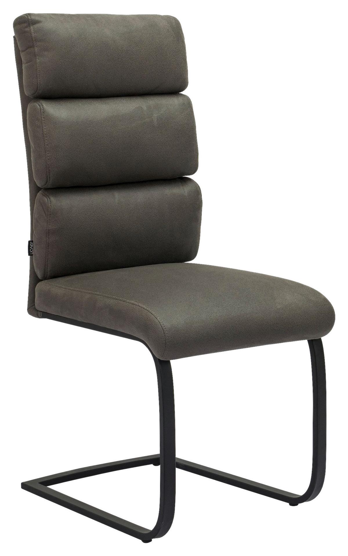 KRZESŁO NA PŁOZIE OSTIA - czarny/szary, Design, metal/tkanina (47/106/63cm) - Novel