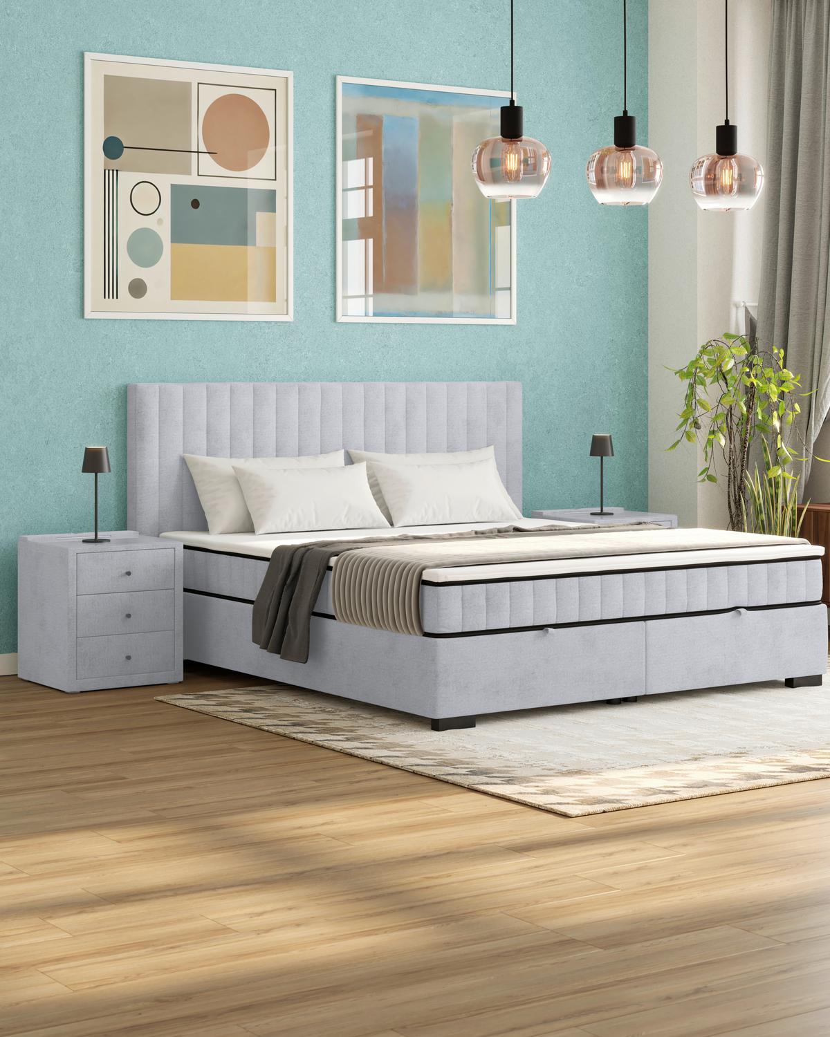 Box Krevet Maya C - siva/crna, Moderno, drvni materijal/drvo (200/220cm) - Based