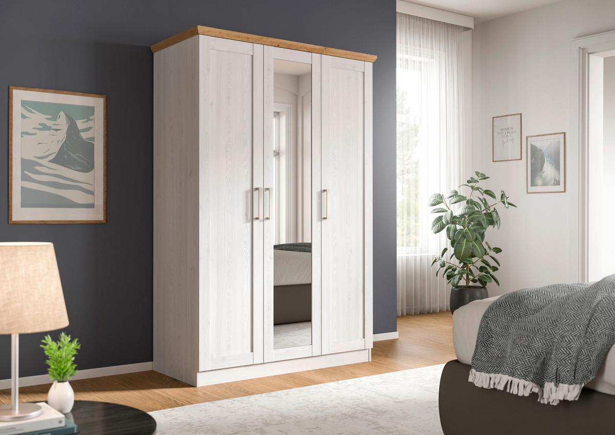 Drehtürenschrank Florenz ca.124x185x54cm Weiß - Champagner, MODERN, Holzwerkstoff/Kunststoff (124/185/54cm) - MID.YOU