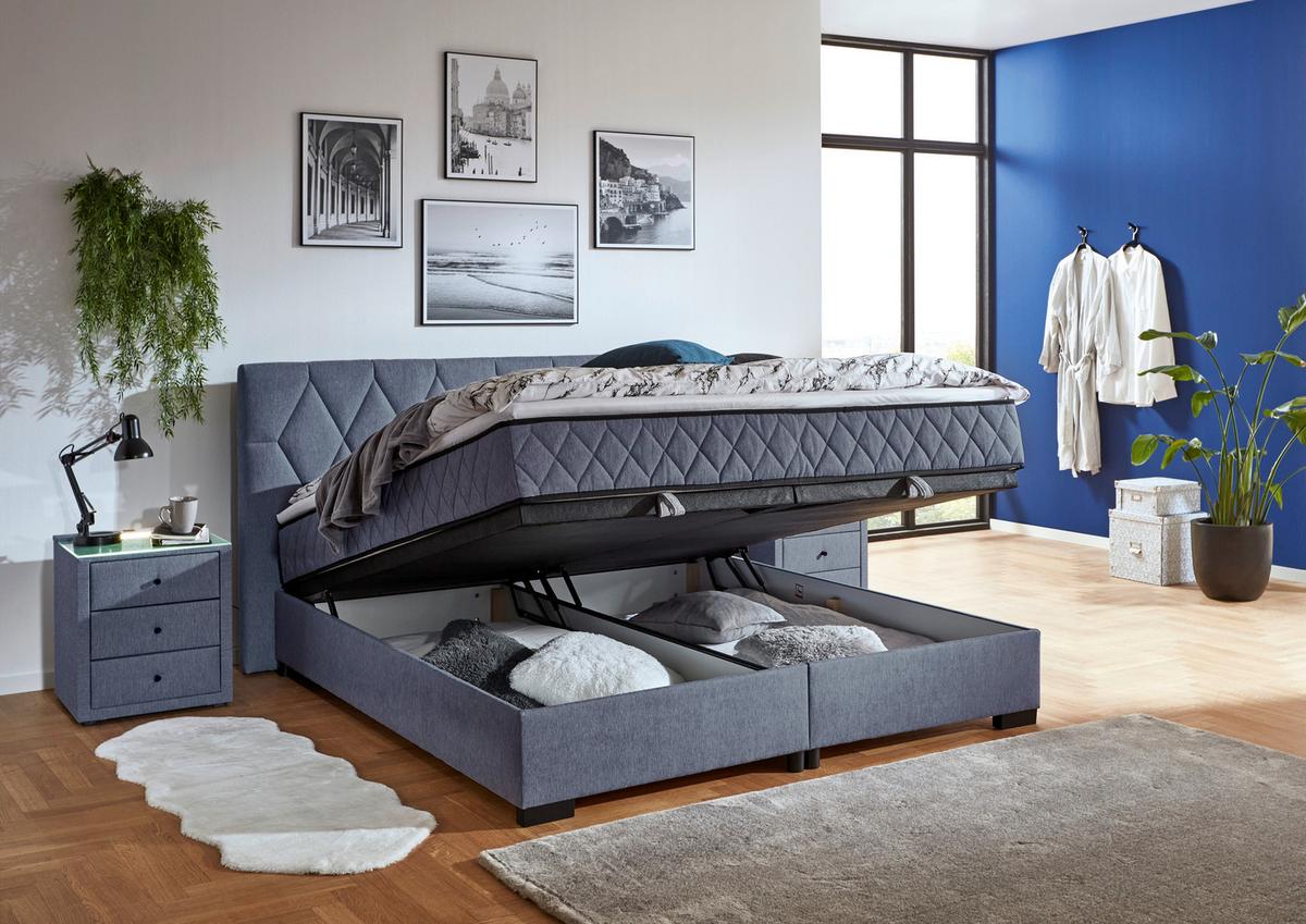 Box Krevet Maya B - crna/sivoplava, Konvencionalno, drvni materijal/drvo (200/220cm) - Based