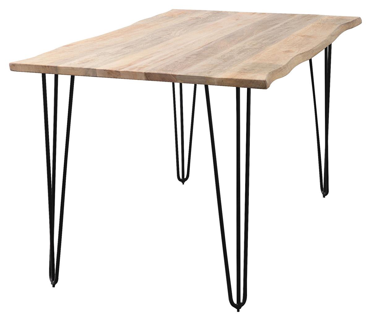 Esstisch Magnus Naturfarben/Schwarz - Schwarz/Naturfarben, Natur, Holz/Metall (120/80/76cm) - Zandiara