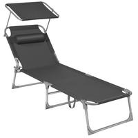 Sonnenliege Großer Liegesessel Grau ca. 53x29,5x193cm - Grau, Basics, Textil/Metall (53/29,5/193cm) - Modante