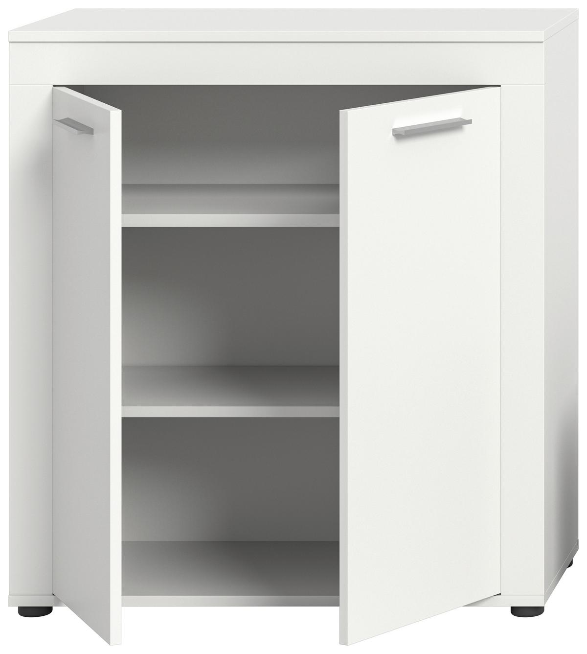 Visoka Komoda Jam, Bela - srebrne barve/črna, Design, umetna masa/leseni material (80/88/35cm) - MID.YOU