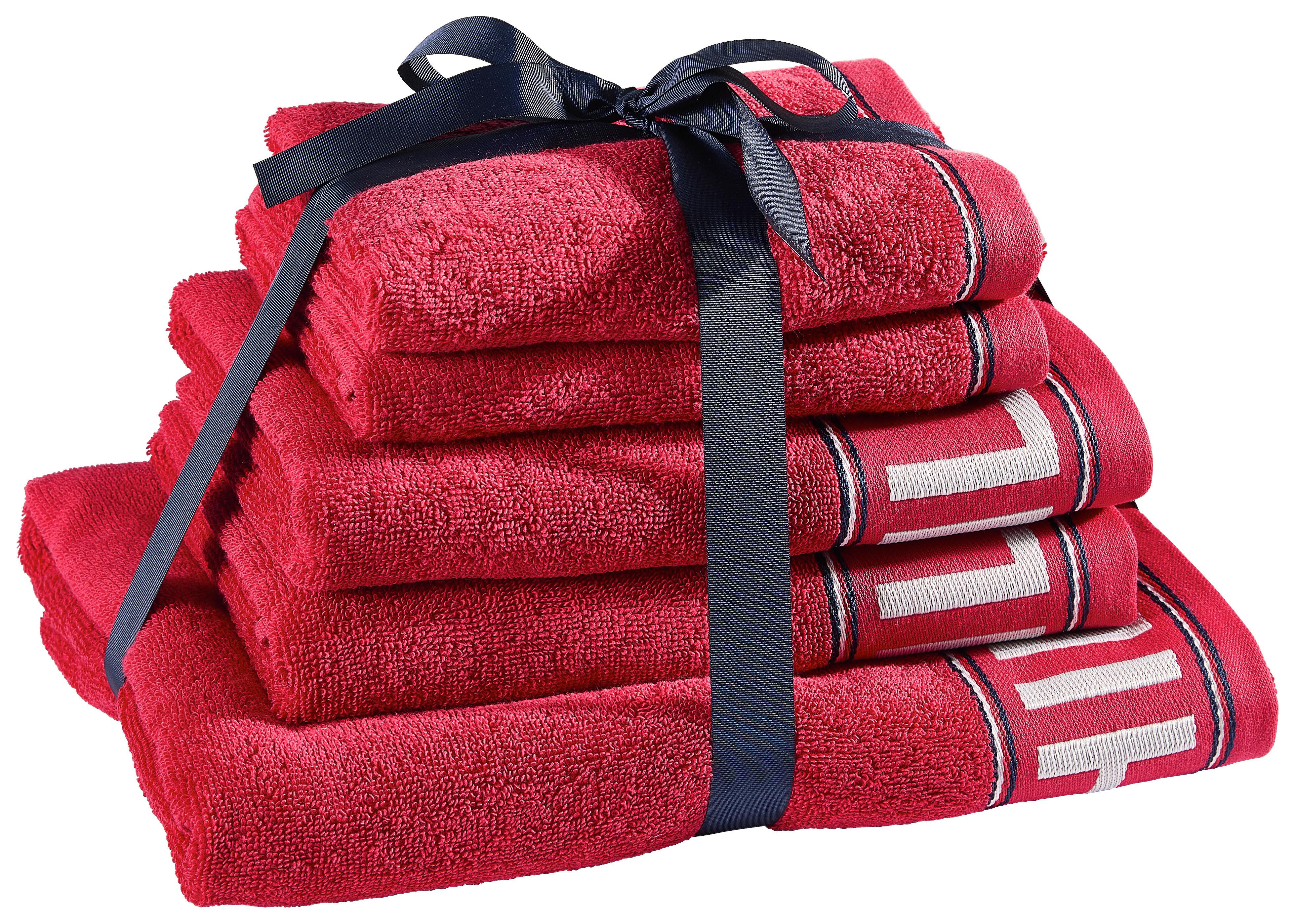 ZESTAW RĘCZNIKÓW FROTTE DEGREE RED - czerwony, Basics, tkanina - Tommy Hilfiger