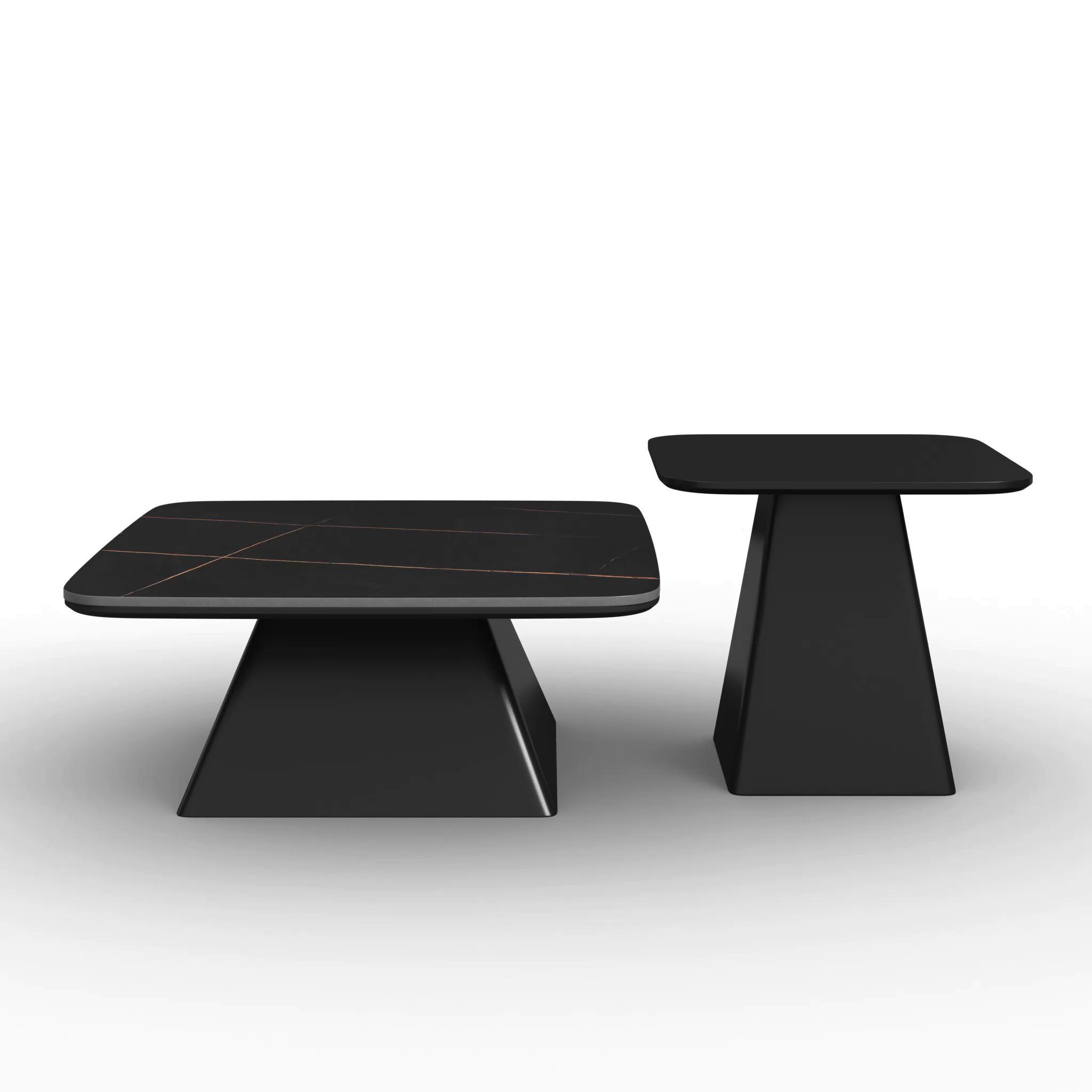 SOFFBORD THIAGO - svart, Modern, trämaterial/sten (55/34/55/34/32/46cm) - Bessagi Home
