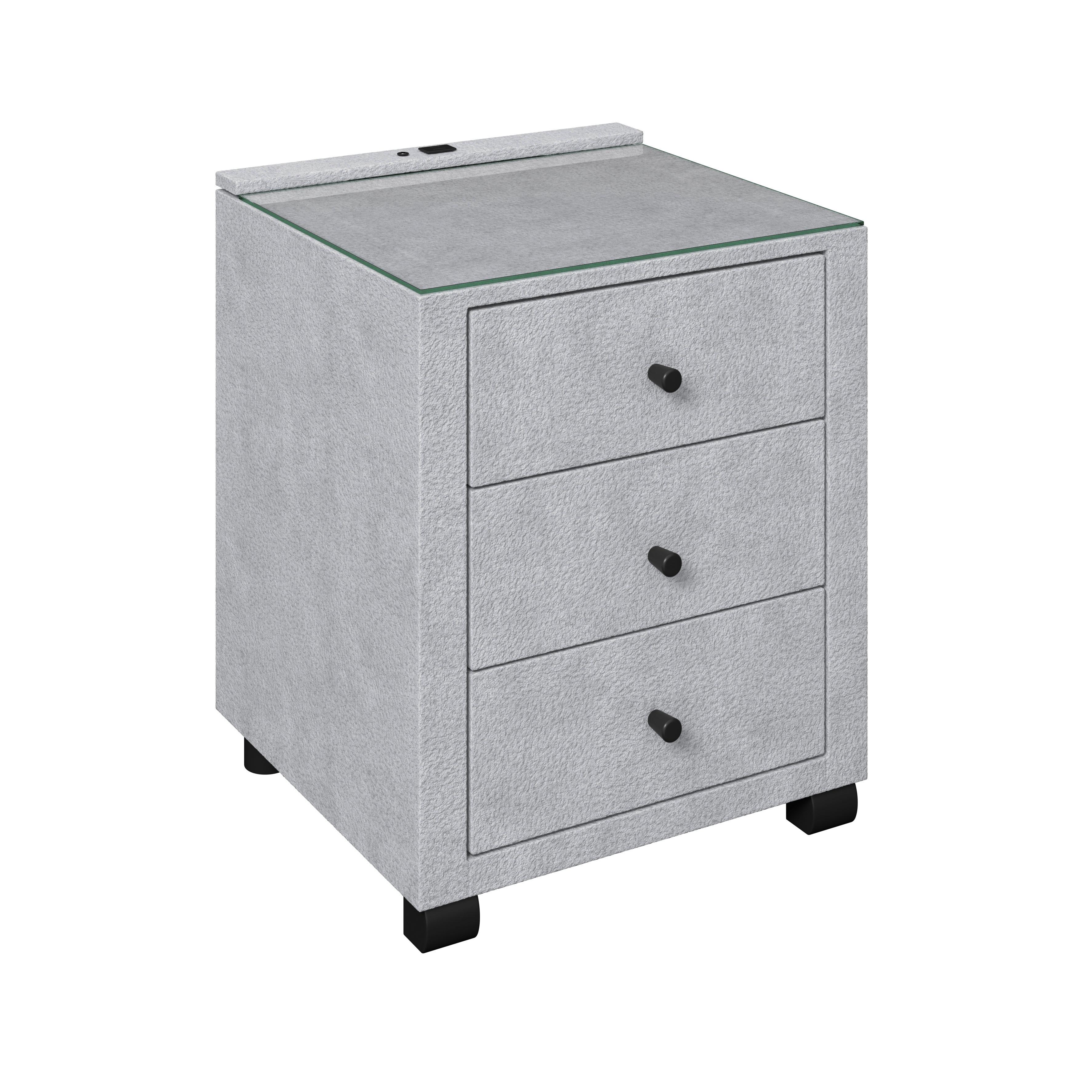 Noćni Ormarić Elysia - svijetlo siva, Trend, staklo/drvni materijal (48/68/45,5cm) - Premium Living