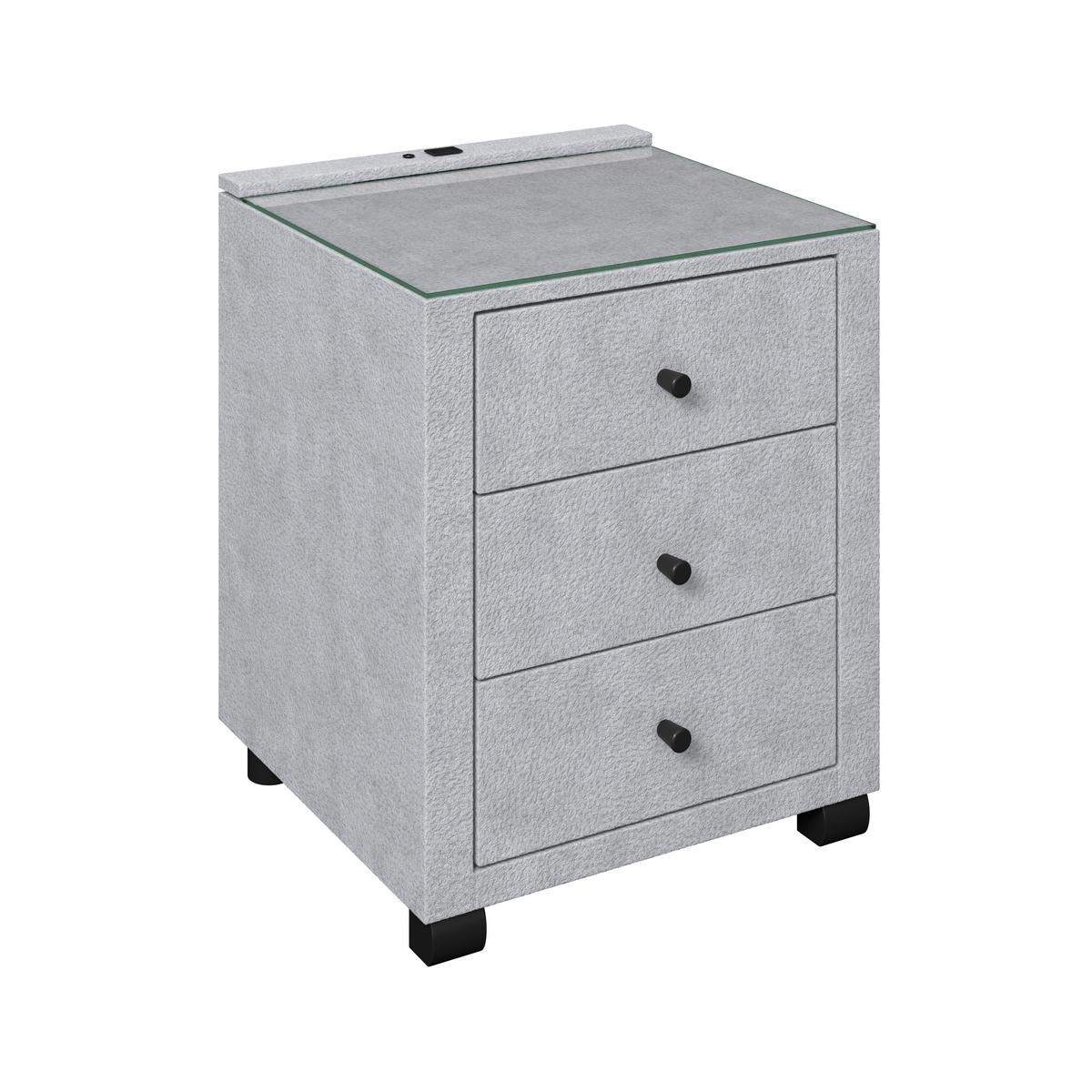 Noćni Ormarić Elysia - svijetlo siva, Trend, staklo/drvni materijal (48/68/45,5cm) - Premium Living