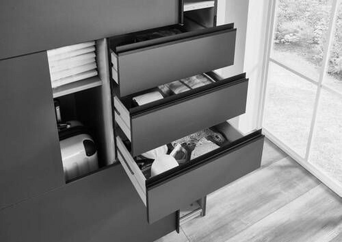 Schwebetürenschrank Saigon ca. 270x210 cm Anthrazit - Klar/Anthrazit, KONVENTIONELL, Glas/Holzwerkstoff (270/210/64cm) - MID.YOU