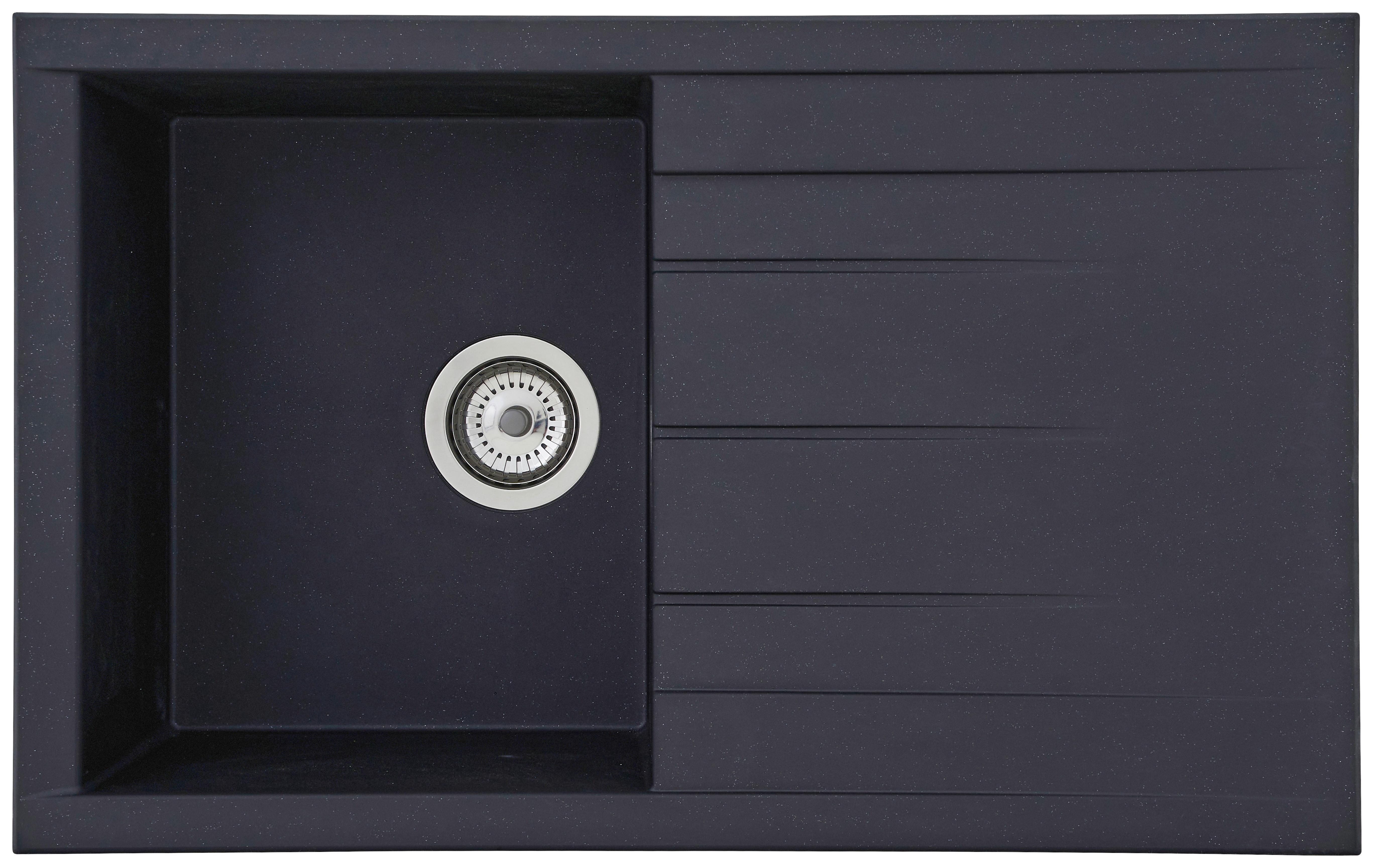 Einbauspüle Houston ca. 80x21x50 cm Schwarz - Schwarz, Trend, Glas/Kunststoff (80/21/50cm) - Respekta