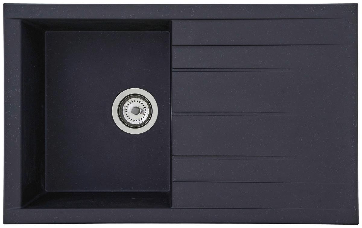 Einbauspüle Houston ca. 80x21x50 cm Schwarz - Schwarz, Trend, Glas/Kunststoff (80/21/50cm) - Respekta