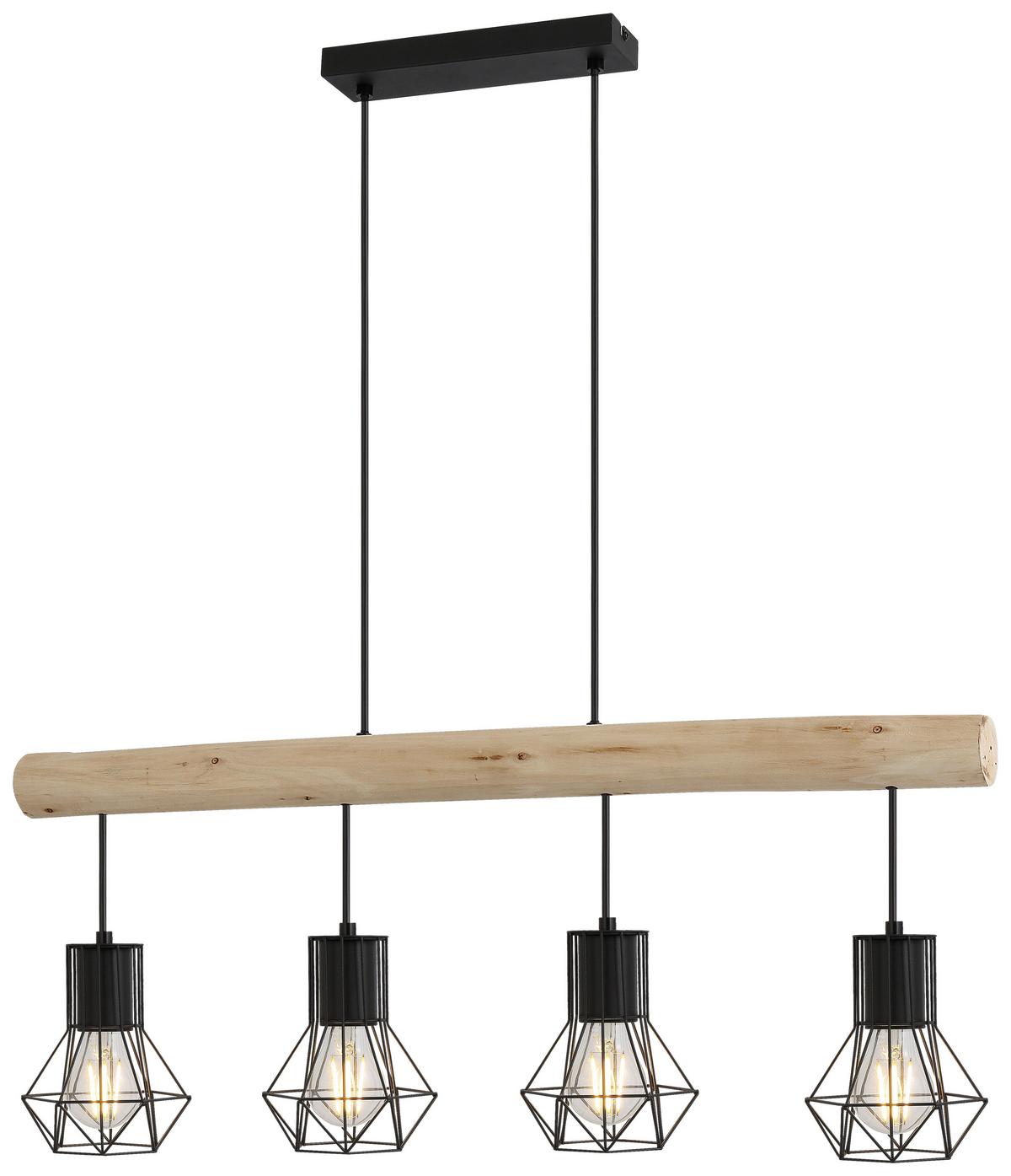 LAMPA WISZĄCA HAAG - kolor naturalny/czarny, Design, metal/drewno (100/15/120cm) - Novel