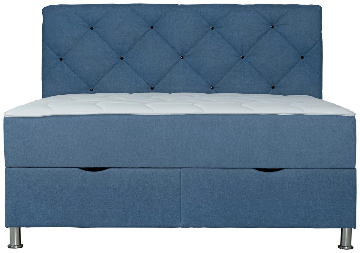 Postelja Z Vzmetnico Black Diamant, 180x200, Modra - barve kroma/modra, Design, umetna masa/tekstil (180/200cm) - Modern Living