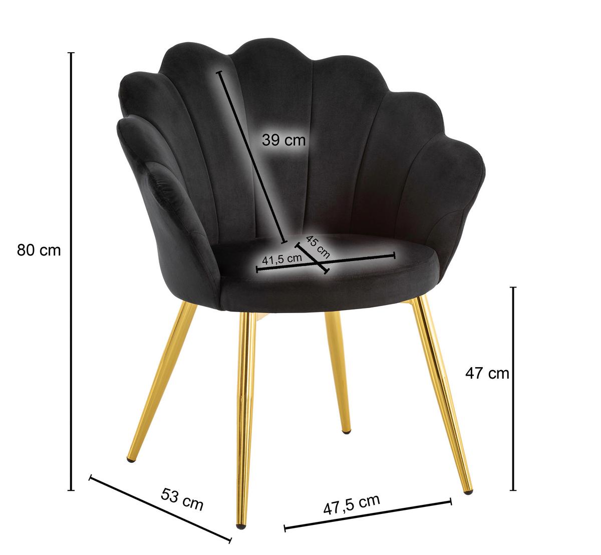STUHL WL6.946 - Goldfarben/Schwarz, Design, Textil/Metall (47,5/80/53cm) - MID.YOU