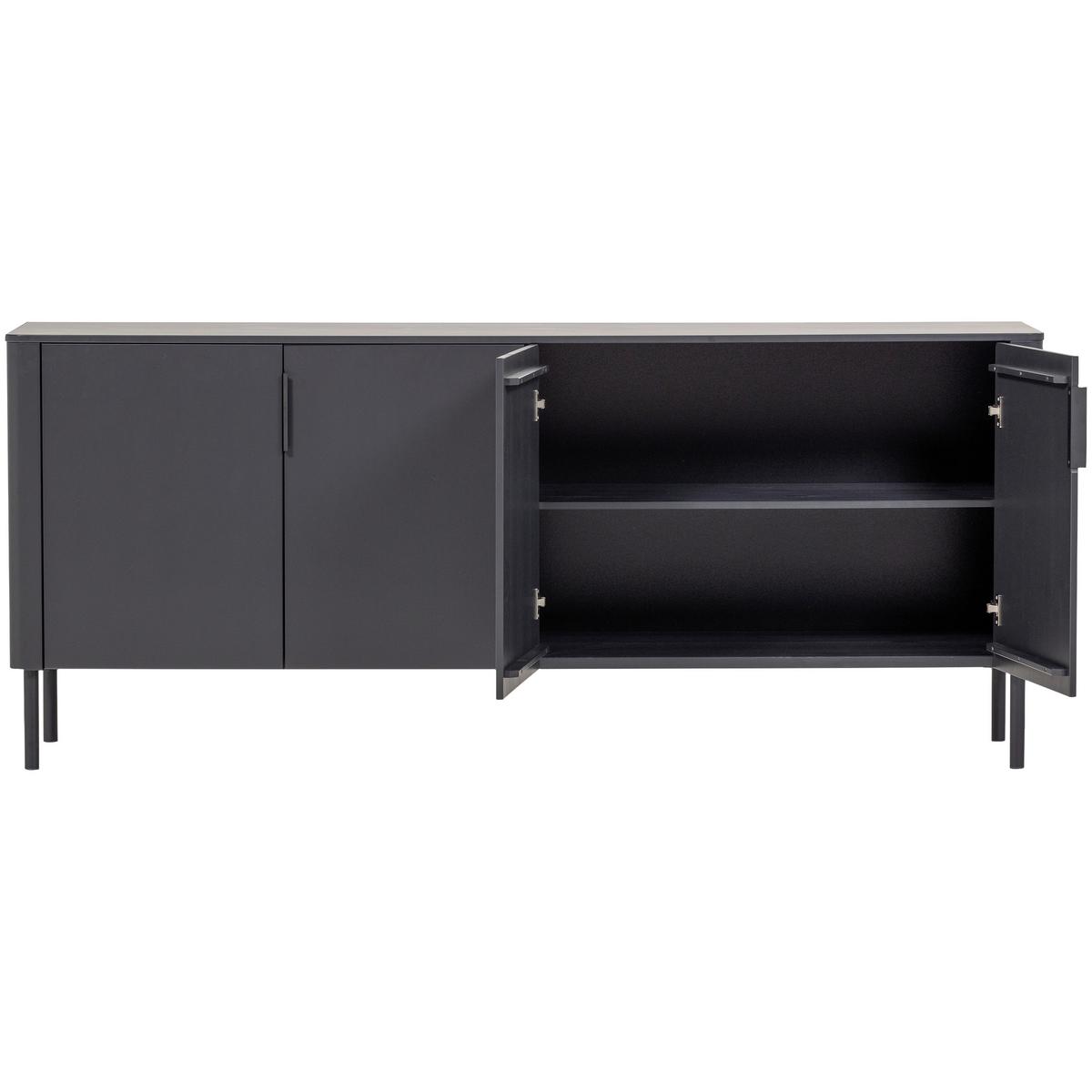Sideboard Gunnar Schwarz B: 201 cm - Schwarz, Design, Holz/Metall (201/85/44cm) - Livetastic