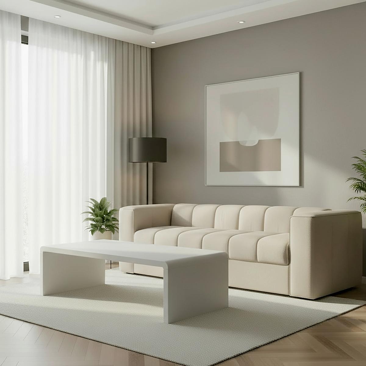 Schlafsofa Miranda Beige Bouclé - Beige/Schwarz, MODERN, Holz/Holzwerkstoff (207/71/98cm) - Bessagi Home