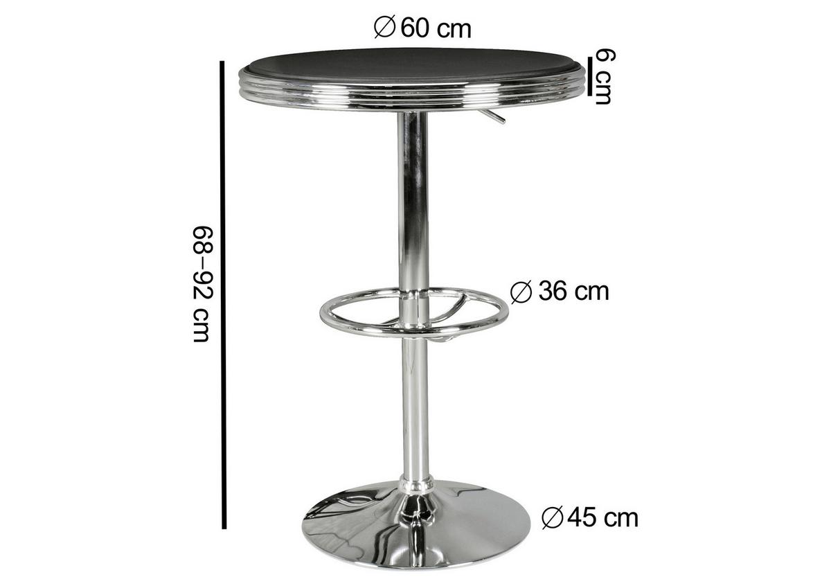 Bartisch American Diner ca. 60x68 cm Schwarz - Silberfarben, MODERN (60/68cm) - MID.YOU