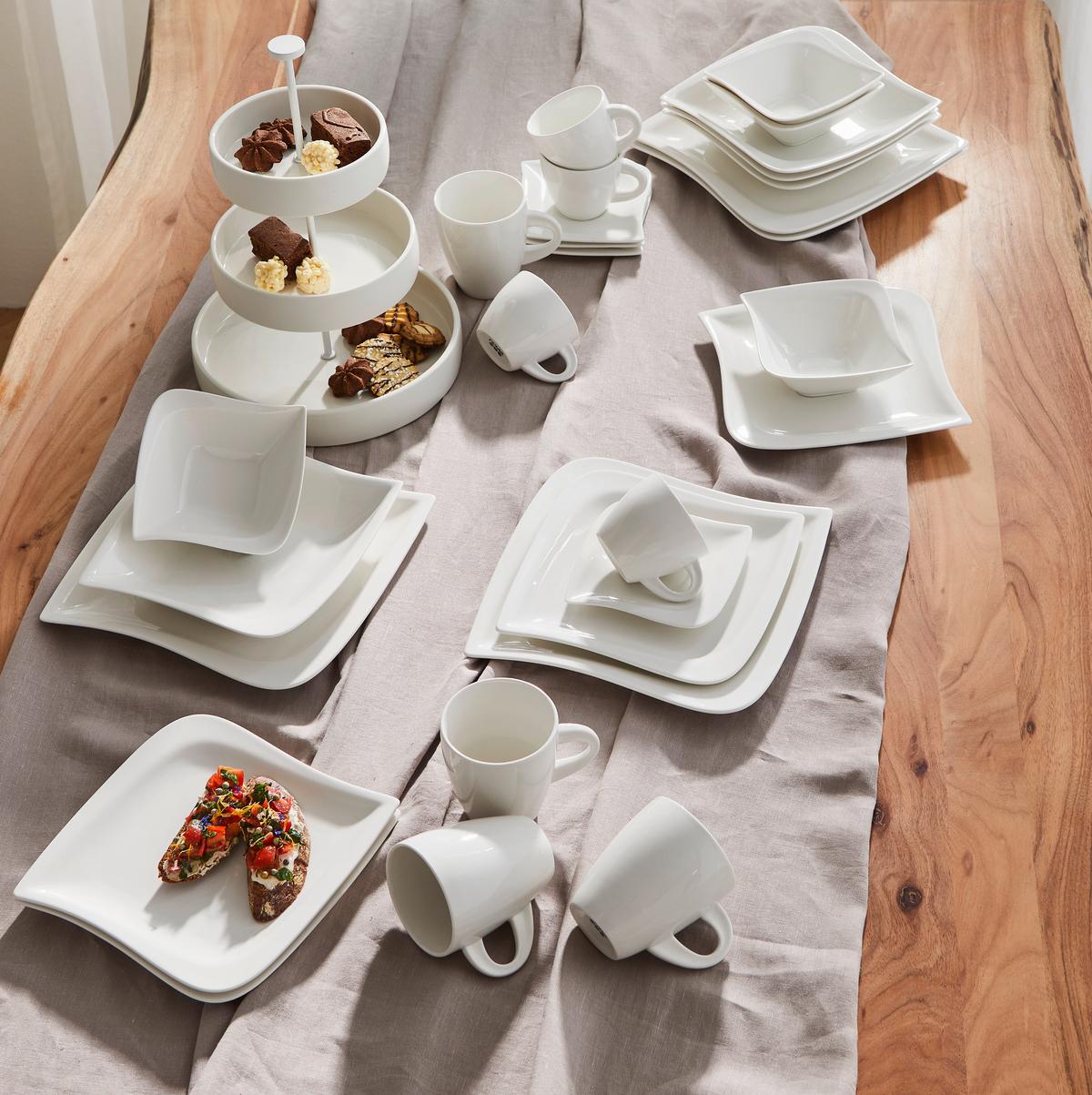 SERWIS OBIADOWO-ŚNIADANIOWY LA MUSICA - biały, Konventionell, ceramika - Novel