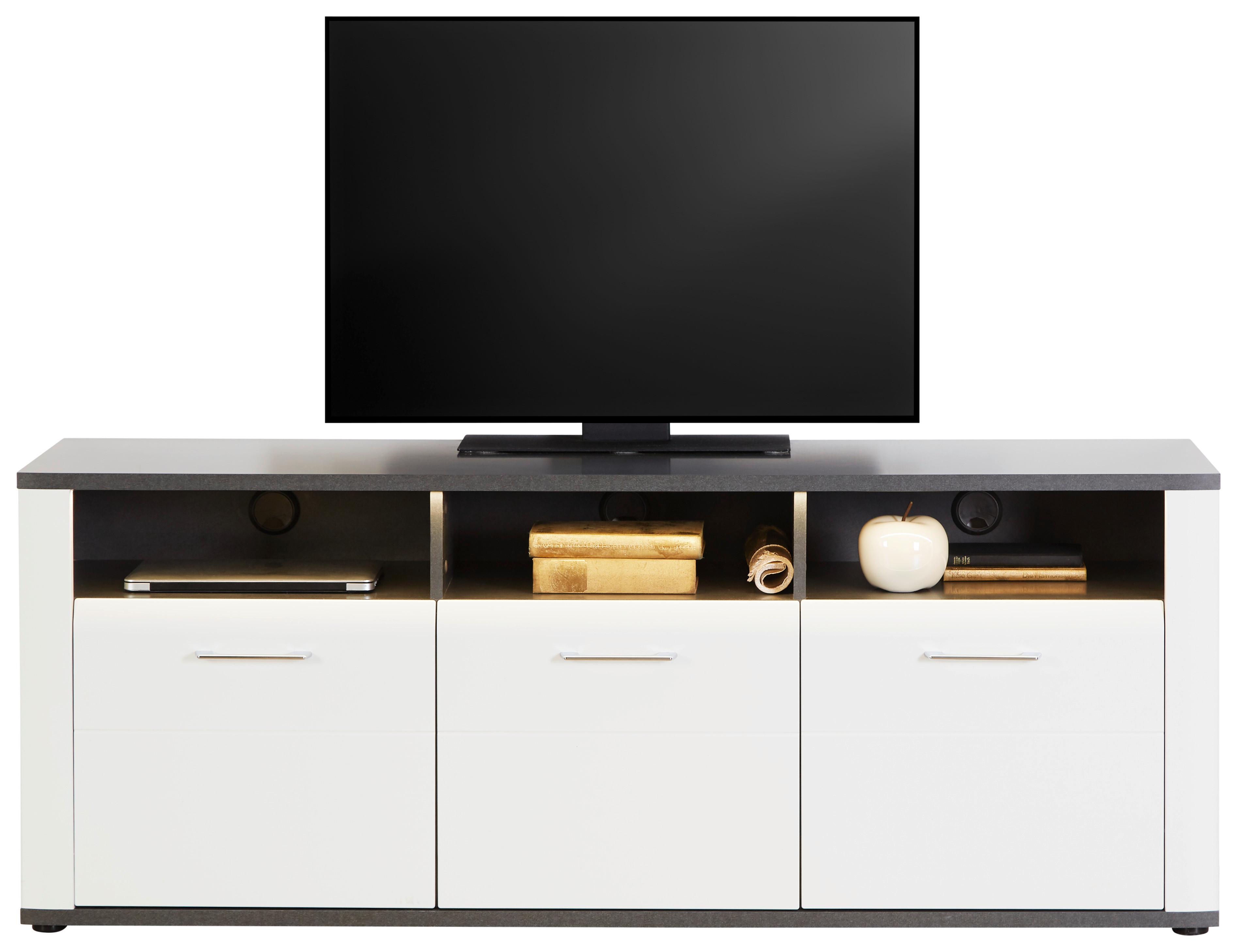 Tv Komoda Alassio - bijela/boje grafita, Moderno, drvni materijal/metal (156,3/62/40,5cm) - Modern Living
