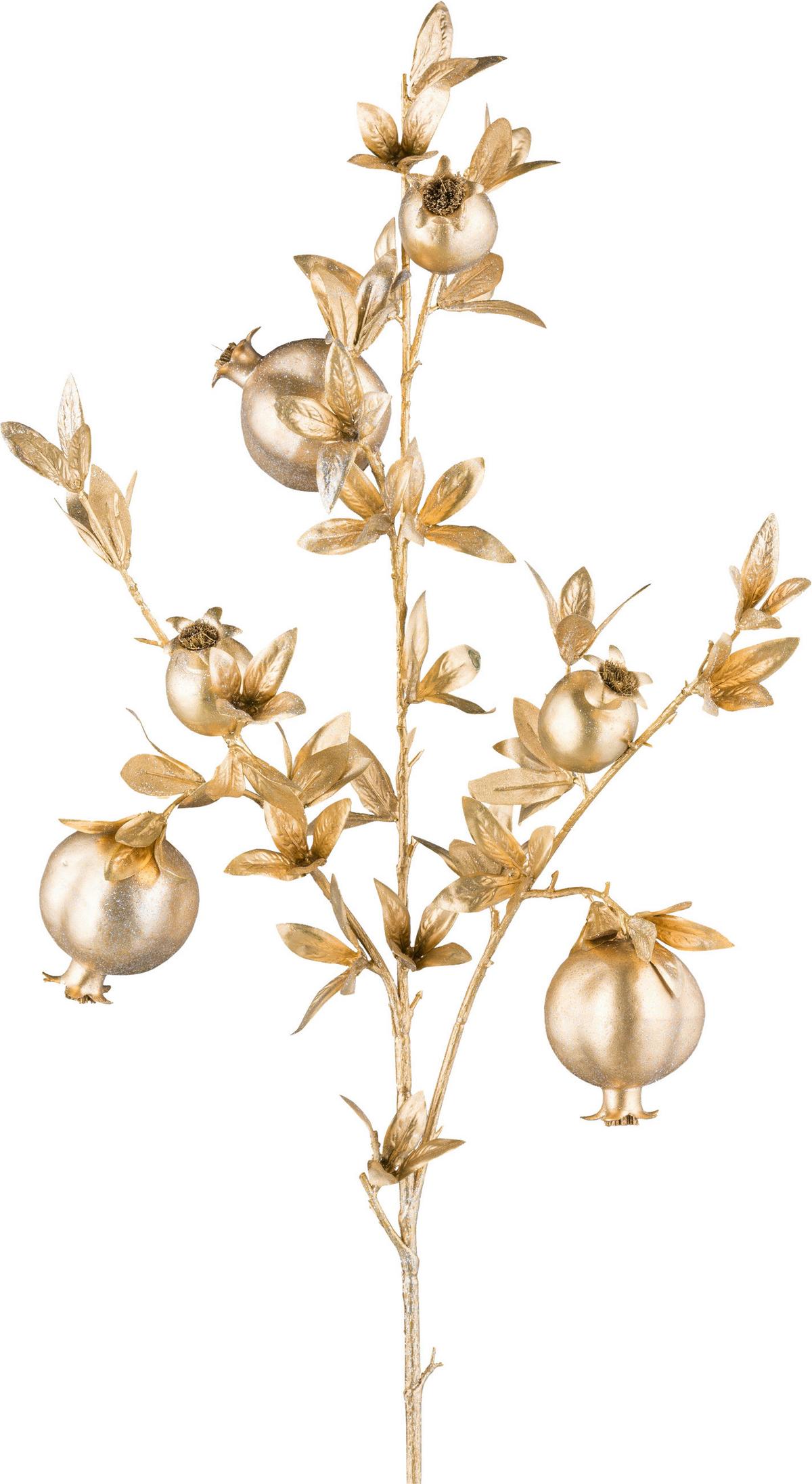 Dekozweig Granatapfelzweig I Goldfarben - Goldfarben, KONVENTIONELL, Kunststoff (94cm) - Modern Living