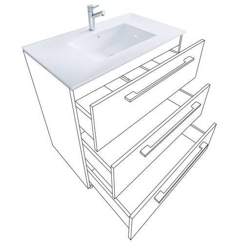 Kombiniran Umivalnik Schubo, Črna - črna/bela, Moderno, kovina/leseni material (80cm) - MID.YOU