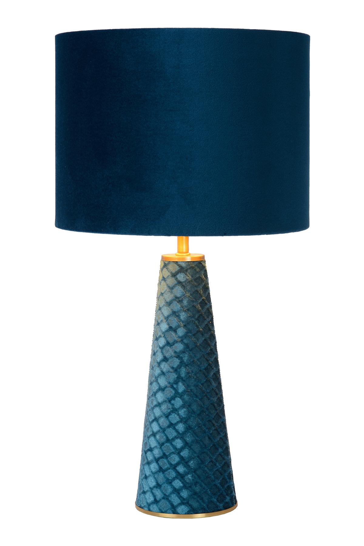 LAMPA STOŁOWA 10501/81/37 VELVET - turkusowy/kolor złoty, Design, metal/tkanina (25/47cm) - Lucide