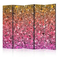 Paravan Butterflies I, 5-Delni, Dvostranski - rumena/pink, Basics, tekstil/les (225/172/3cm) - artgeist