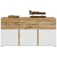 Sideboard in Weiß/Eichefarben - Chromfarben/Eichefarben, MODERN, Holzwerkstoff/Metall (170/88/44cm) - MODERN LIVING