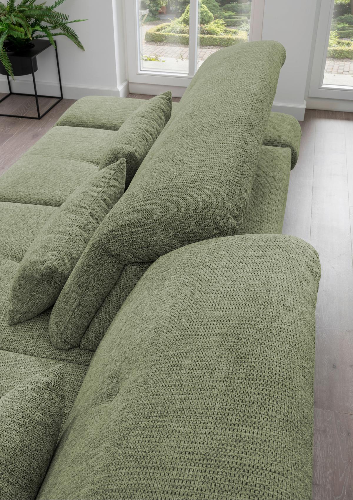 Wohnlandschaft Dalida Grün Chenille - Chromfarben/Grün, Design, Textil/Metall (300/196cm) - Livetastic
