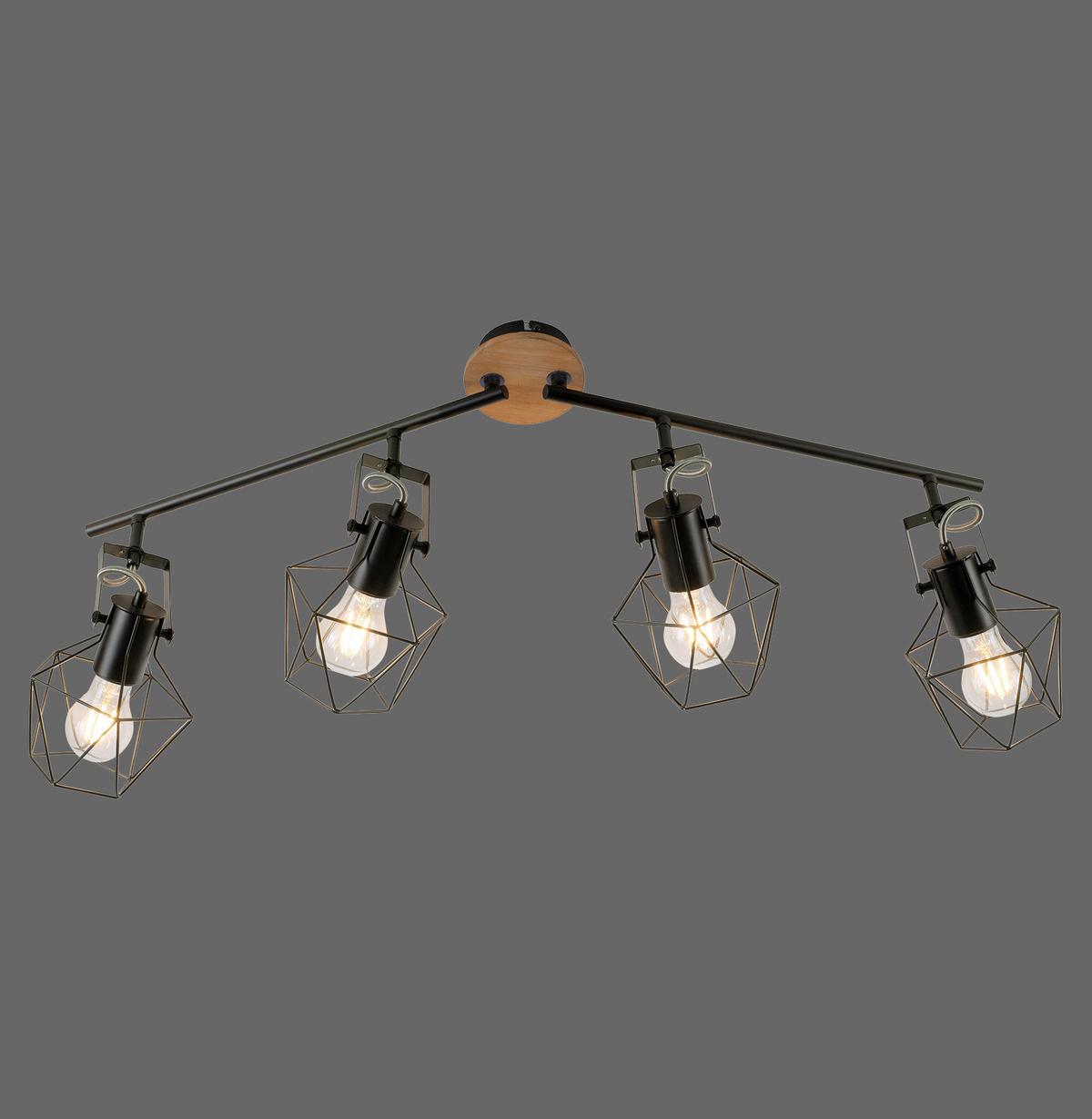 LED-Deckenleuchte 15674-78 max. 60 Watt - Schwarz, Natur, Holz/Metall (110/109/30,5cm)