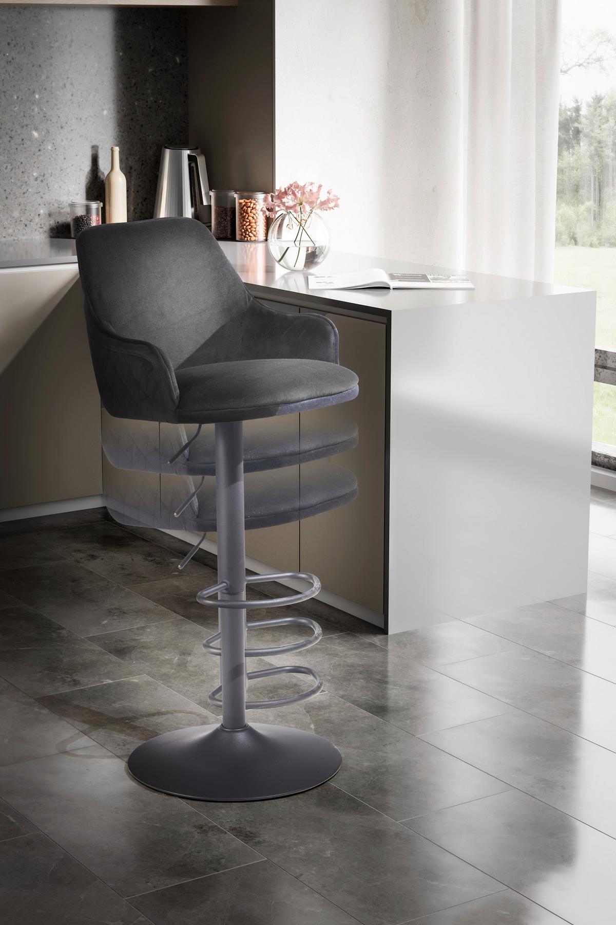 TABOURET DE BAR WL7.007 - Schwarz, Design, Textil/Metall (45/106/45cm) - MID.YOU