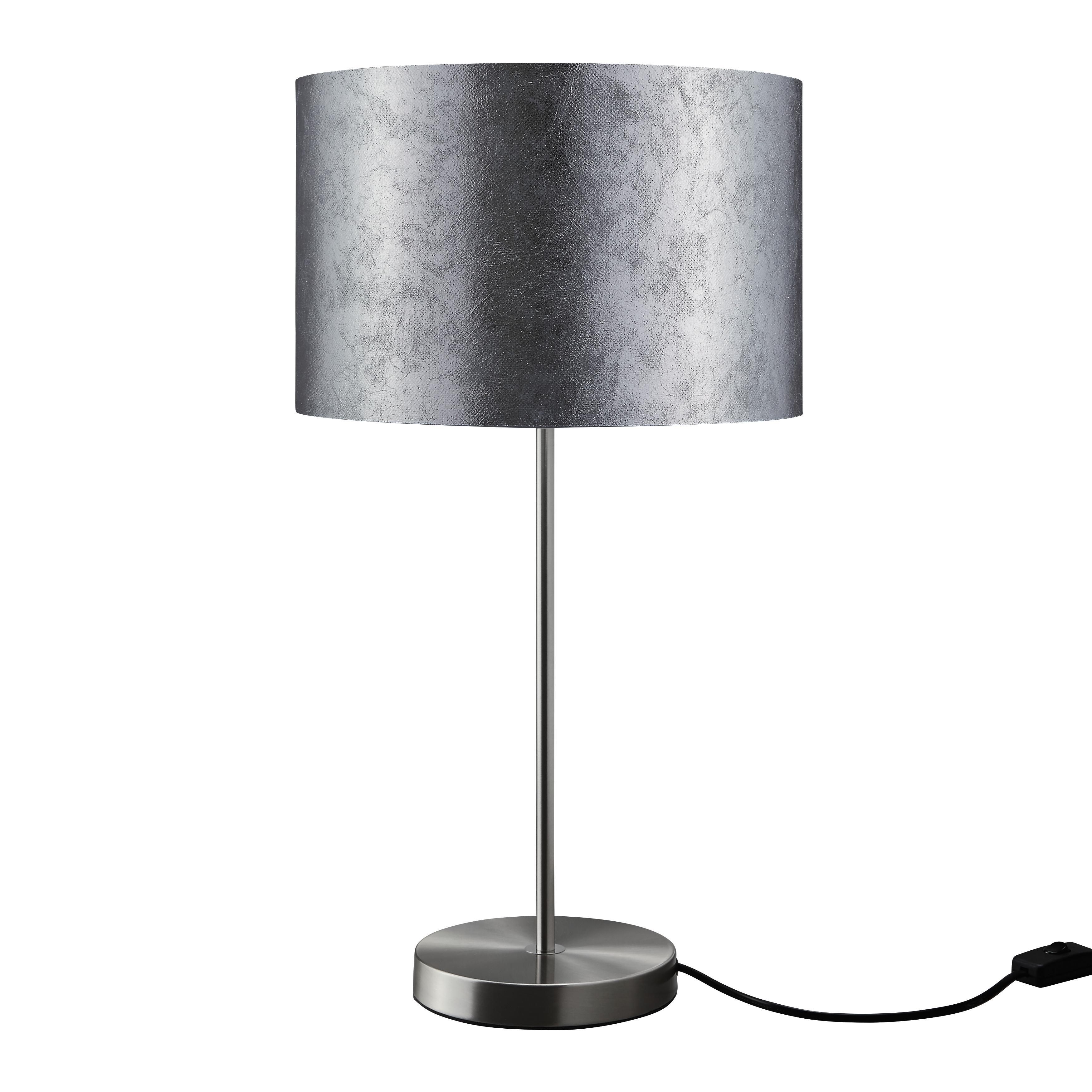 TISCHLEUCHTE max. 40 Watt 'Emelle' - Nickelfarben, MODERN, Kunststoff/Metall (30/55cm) - Bessagi Home