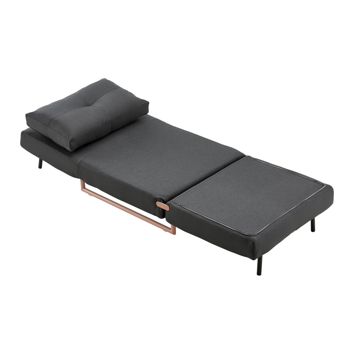 Fekvőfotel Malic - sötétszürke, Modern, textil/fém (80/84/90cm) - Bessagi Home