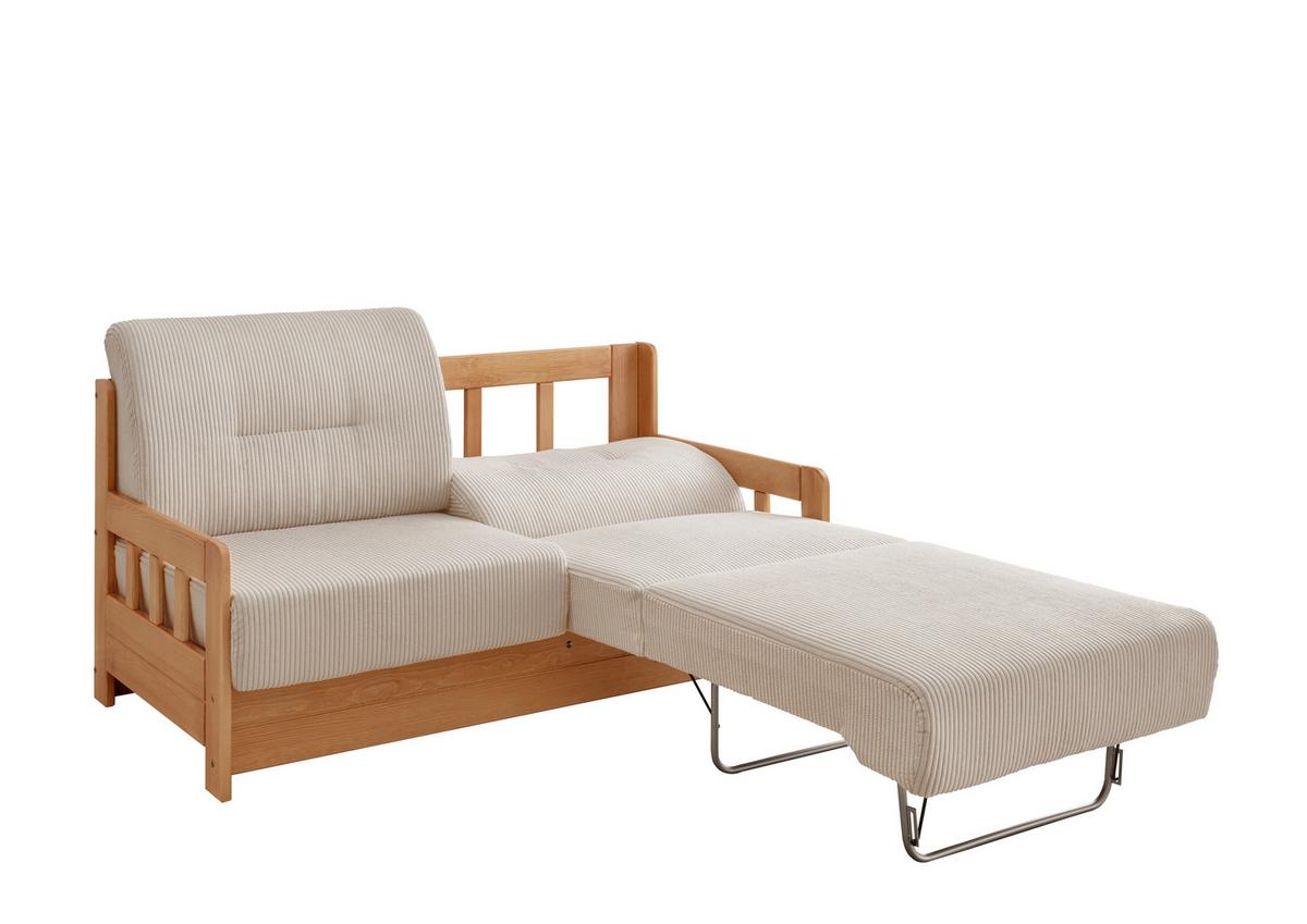Schlafsofa Camino Holzkorpus Kiefer/Beige - Beige/Kieferfarben, MODERN, Holz/Textil (154/88/90cm) - Livetastic
