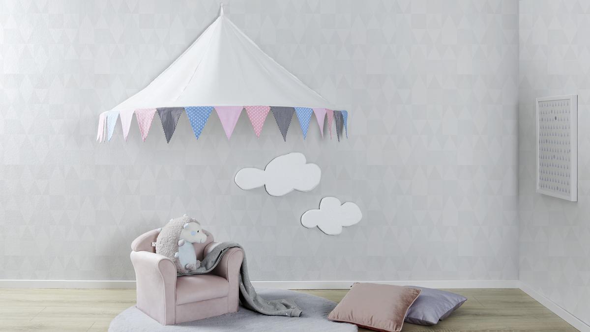 BALDACHIM NAD ŁÓŻKO CUTE - biały/różnokolorowy, Trend, tkanina (145/78/55cm) - Patinio