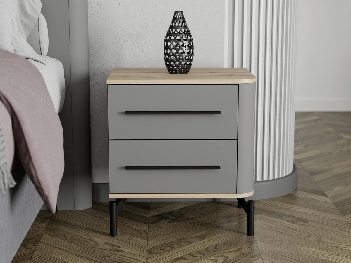 Éjjeliszekrény Sinop - grafitszürke/fekete, Modern, faalapú anyag/fém (51,5/55,5/40cm)