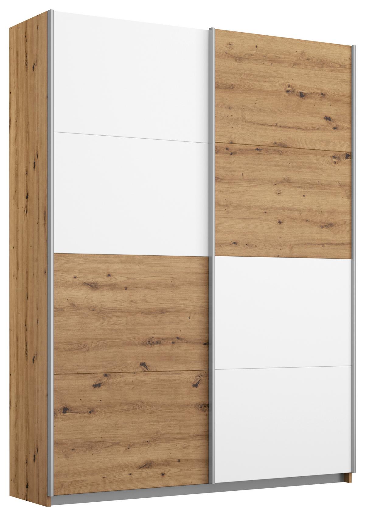 Ormar S Kliznim Vratima Subito - bijela/hrast Artisan, Moderno, drvni materijal/metal (136/197/61cm) - Modern Living