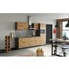 Küchenblock Sorrento mit Geräten ca. 270 cm Eichefarben - Chromfarben/Schieferfarben, MODERN, Holzwerkstoff/Metall (270cm) - Held