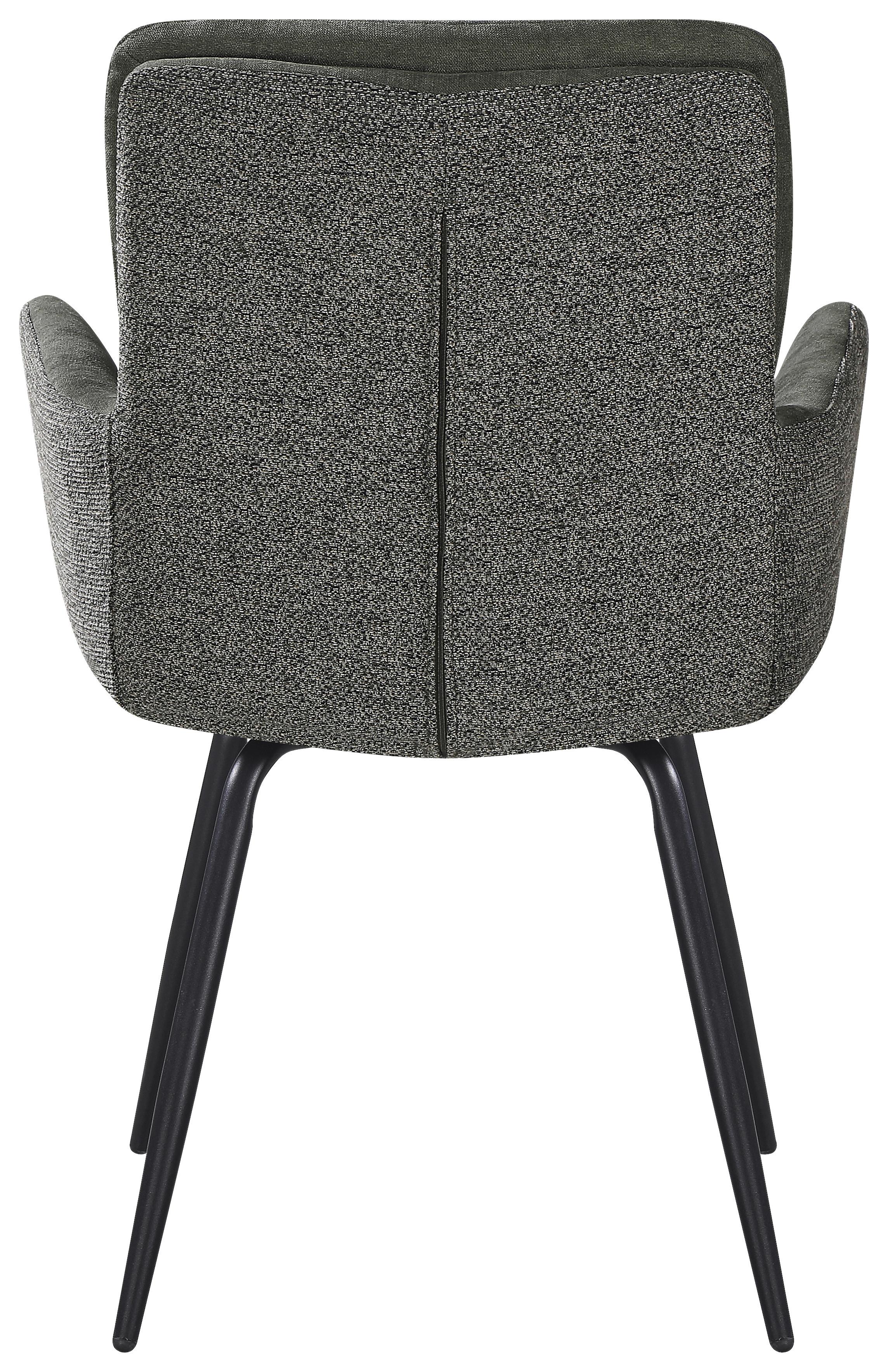 STOEL MET ARMELEUNINGEN NOVA - Groen/Zwart, Modern, Textiel/Metaal (61/89/67cm) - Mömax