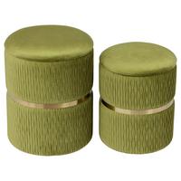 HOCKERSET MILAS 100 - Goldfarben/Grün, Konventionell, Textil/Metall (31,5+36cm) - Kayoom