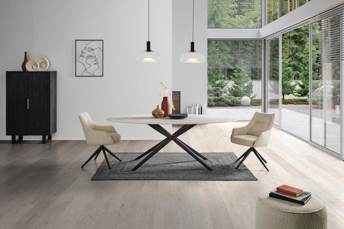 KRZESŁO Z PODŁOKIETNIKAMI YUKI - beżowy/czarny, Lifestyle, metal/tkanina (61/87/65cm) - MID.YOU