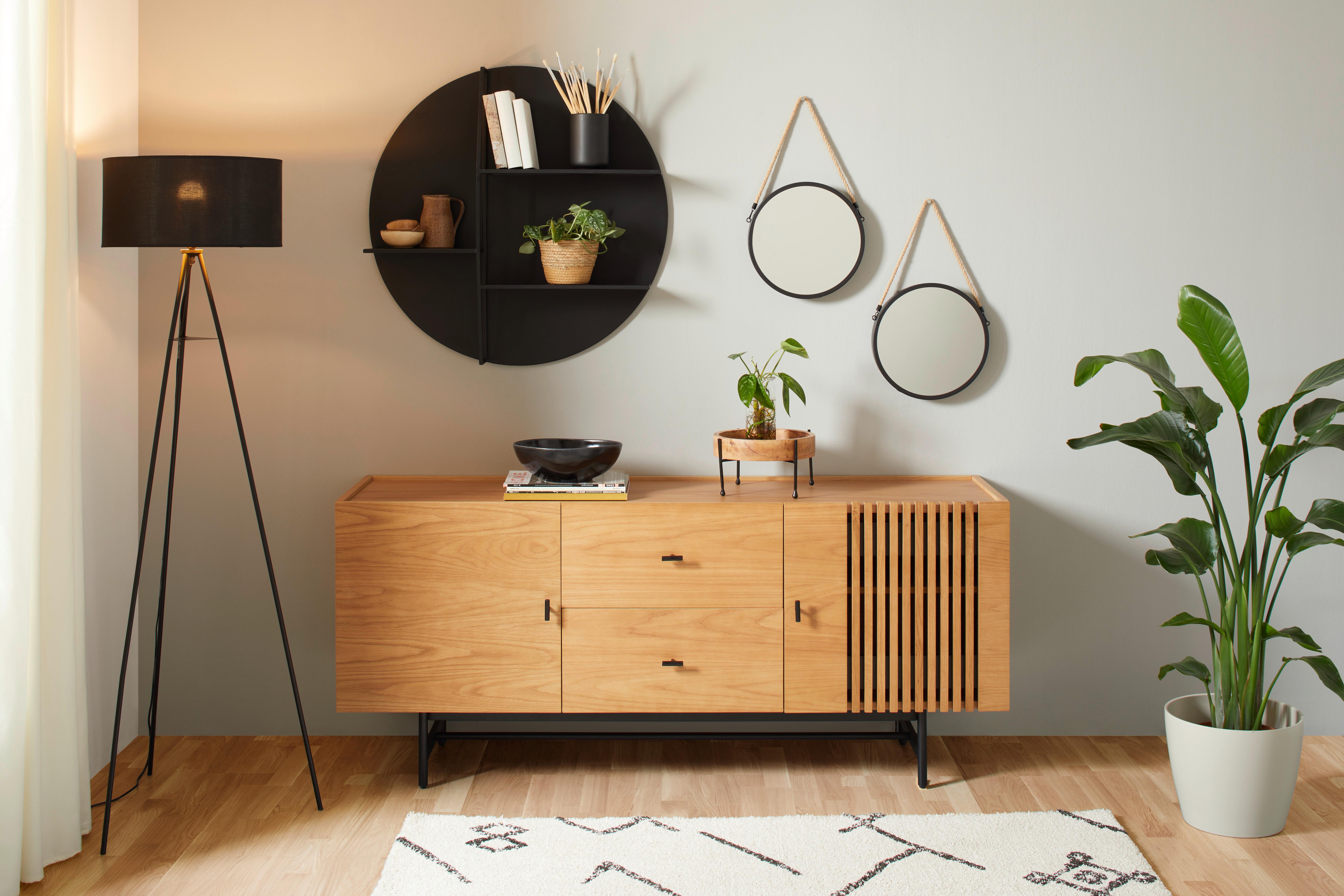 Sideboard in Natur/Schwarz - Schwarz/Naturfarben, Modern, Holz/Holzwerkstoff (160/70/42cm) - Modern Living