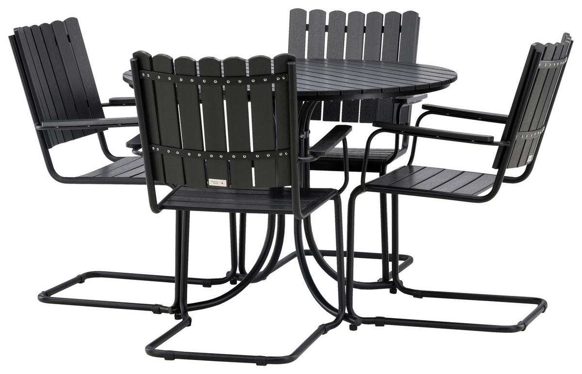 Gartentischgruppe Holmsund Schwarz - Schwarz, KONVENTIONELL, Metall - Gardenson