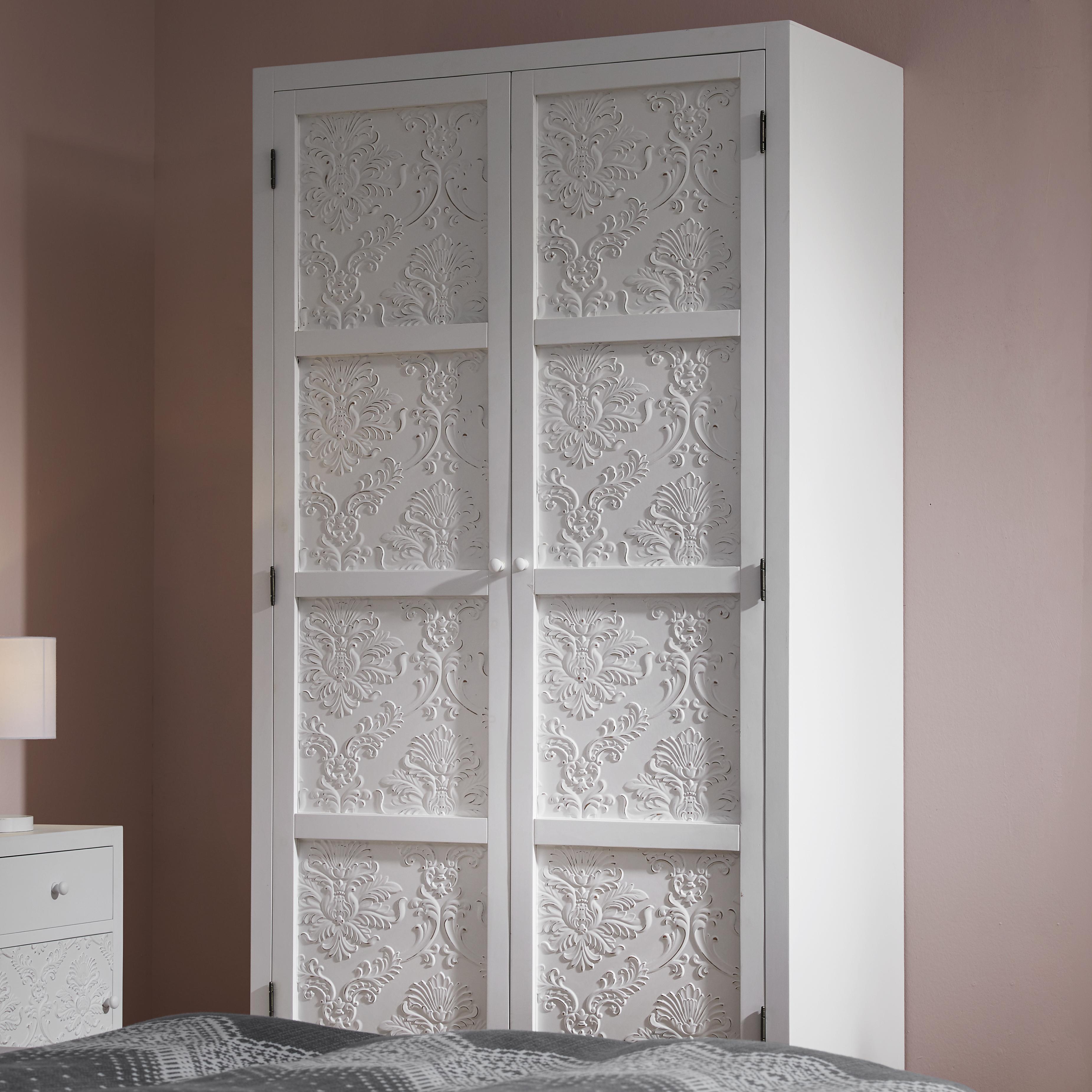 KLEIDERSCHRANK in weiß 'Valentina' - Weiß/Pinienfarben, MODERN, Holz (95/190/48cm) - Bessagi Home