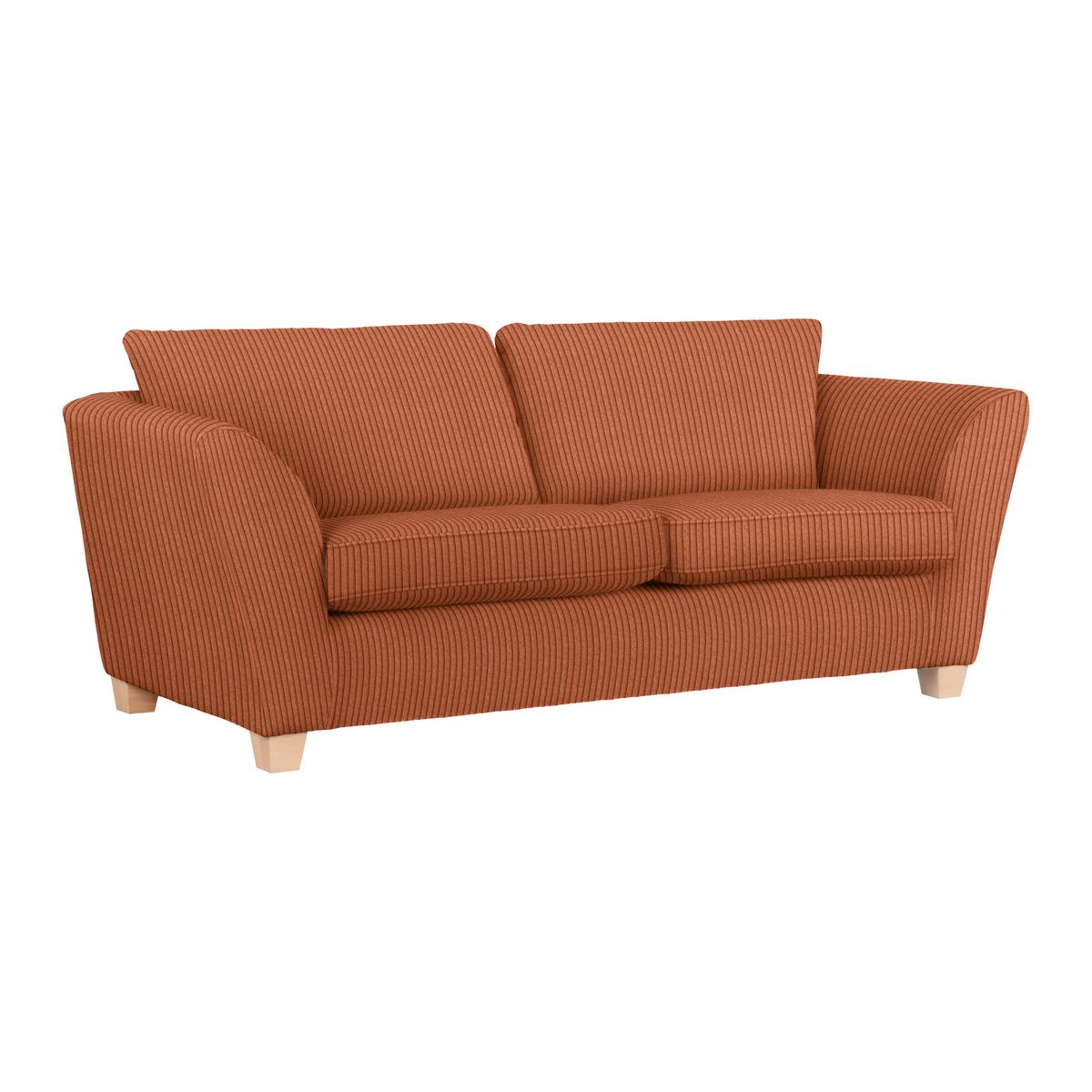 3-Sitzer-Sofa Devado Koralle Cord - Koralle/Naturfarben, Holz/Textil (216/70-85/95cm) - Mömax