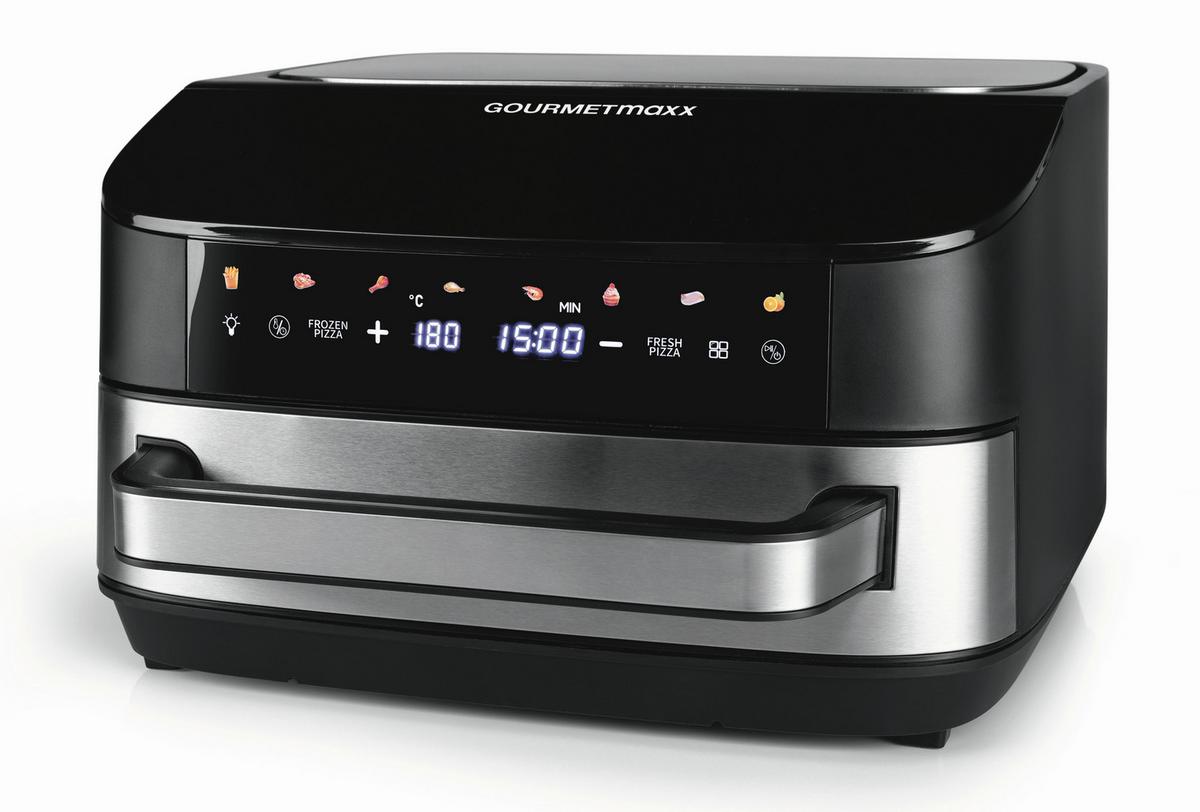 FRYTKOWNICA BEZTŁUSZCZOWA 16428 - kolor srebrny/czarny, Basics, tworzywo sztuczne/metal (32,5/41/24cm) - GOURMETMAXX