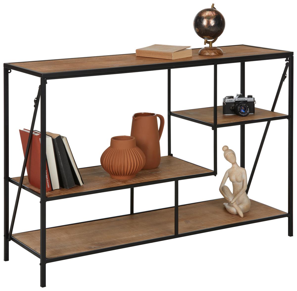 Regal in Naturfarben/Schwarz - Schwarz/Naturfarben, Modern, Holzwerkstoff/Metall (114/78/35cm) - Mömax